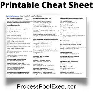 ProcessPoolExecutor Printable Cheat Sheet